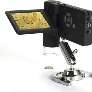 5M Handheld Mobile LCD Digital Microscope up to 1200x by digital magnification, Micro-SD Storage, Photo and Video Capture