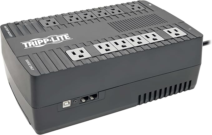 Tripp Lite 750VA UPS Battery Backup Surge Protector, AVR Automatic Voltage Regulation, 12-Outlet Uninterruptible Power Supply, Dataline Protection, 3-Year Warranty & $100,000 Insurance (AVR750U)